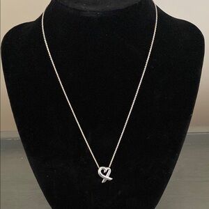 Tiffany & Co Paloma Picasso Engraved 925 Silver Heart 16” Necklace